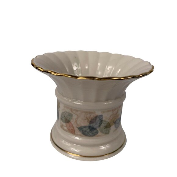 Lenox Natures Impressions Pillar Candle Holder Drifting Leaves USA 3 1/2 Inches - Picture 3 of 10